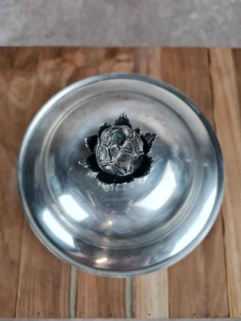Bonbonnière antiga em metal prateado Gelb - Motivo alcachofra Art déco – photo 2